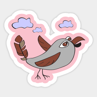 Sparrow Funny Character Crazy Bird Primitive Style Cartoon Sticker